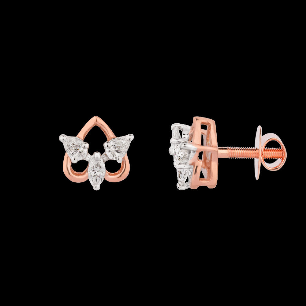 18K Two Tone Gold Diamond Earrings - 0.216ct VVS-FG