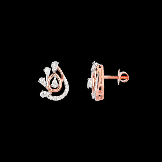 18K Two Tone Gold Diamond Earrings - 0.426ct VVS-VS-EF