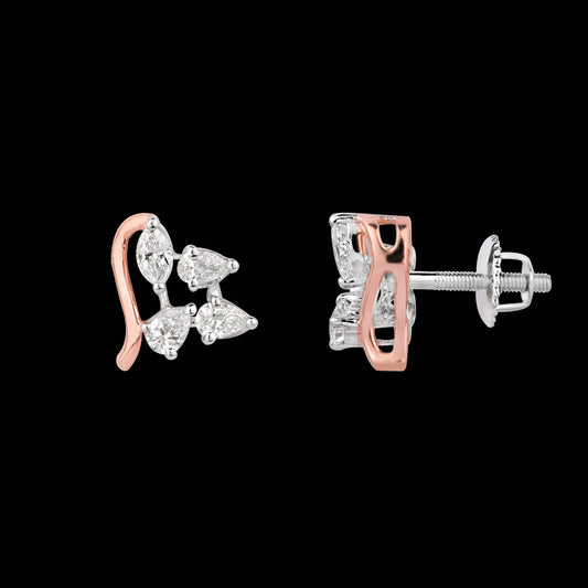 18K Two Tone Gold Diamond Earrings - 0.482ct VVS-VS-EF