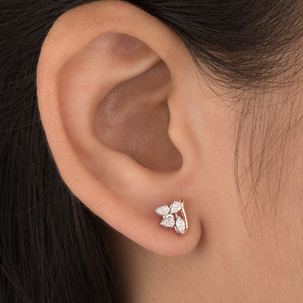 18K Two Tone Gold Diamond Earrings - 0.482ct VVS-VS-EF