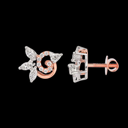18K Two Tone Gold Diamond Earrings - 0.355ct VVS-FG