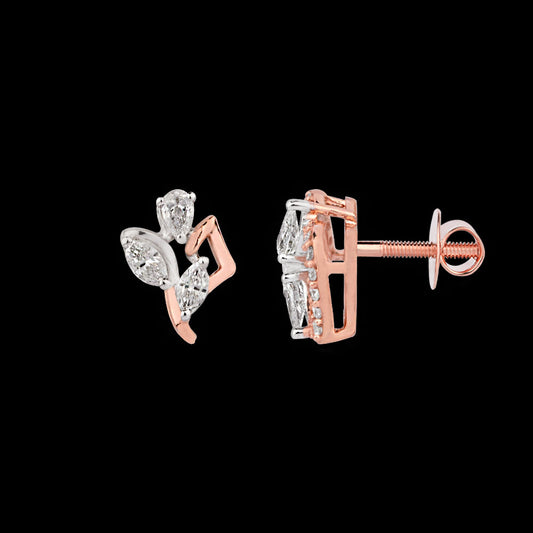 18K Two Tone Gold Diamond Earrings - 0.332ct VVS-FG