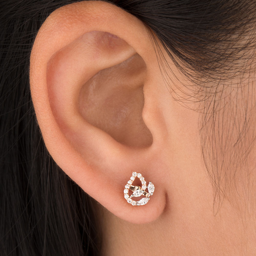 18K Two Tone Gold Diamond Earrings - 0.297ct VVS-FG