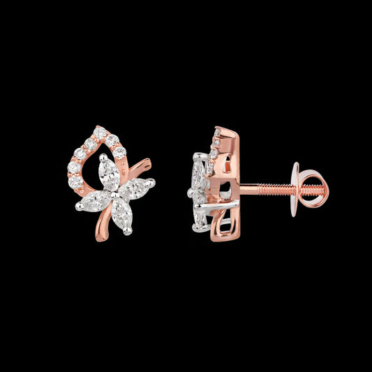 18K Two Tone Gold Diamond Earrings - 0.285ct VVS-FG