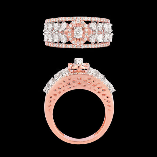 18K Two Tone Gold Diamond Ring - 0.987ct VVS-VS-FG