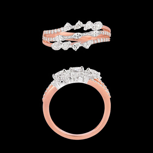 18K Two Tone Gold Diamond Ring - 0.521ct VVS-VS-EF