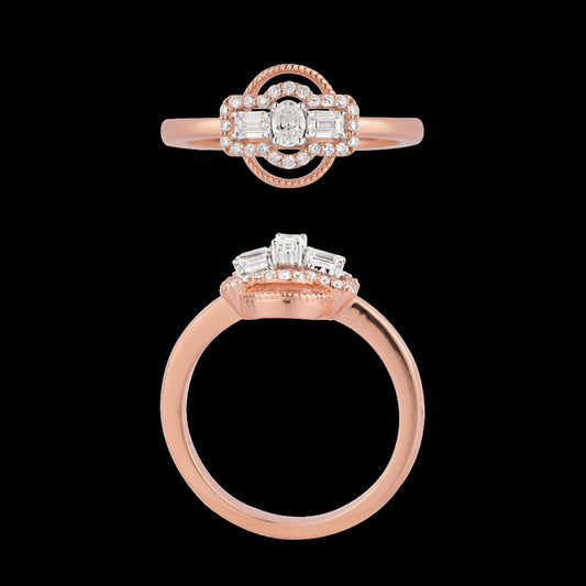 18K Two Tone Gold Diamond Ring - 0.394ct VVS-FG