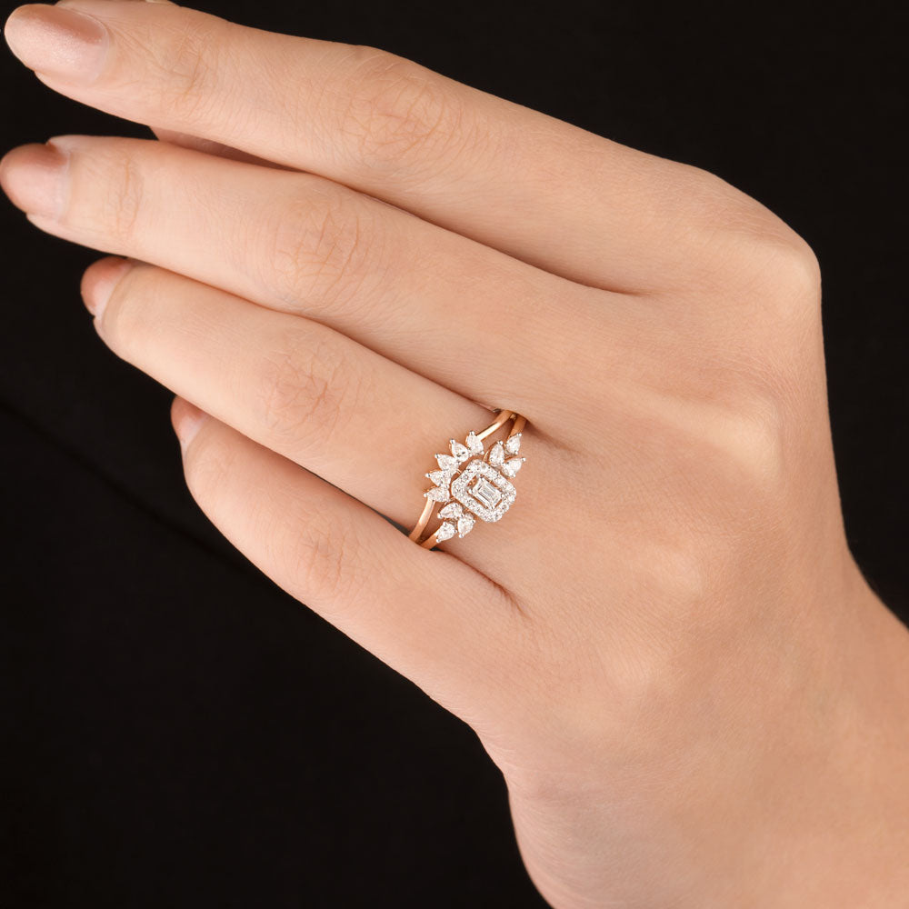 18K Two Tone Gold Diamond Ring - 0.554ct VVS-FG
