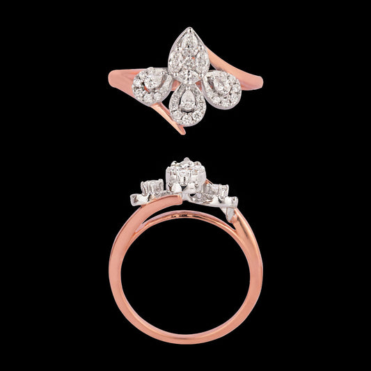 18K Two Tone Gold Diamond Ring - 0.388ct VVS-VS-EF