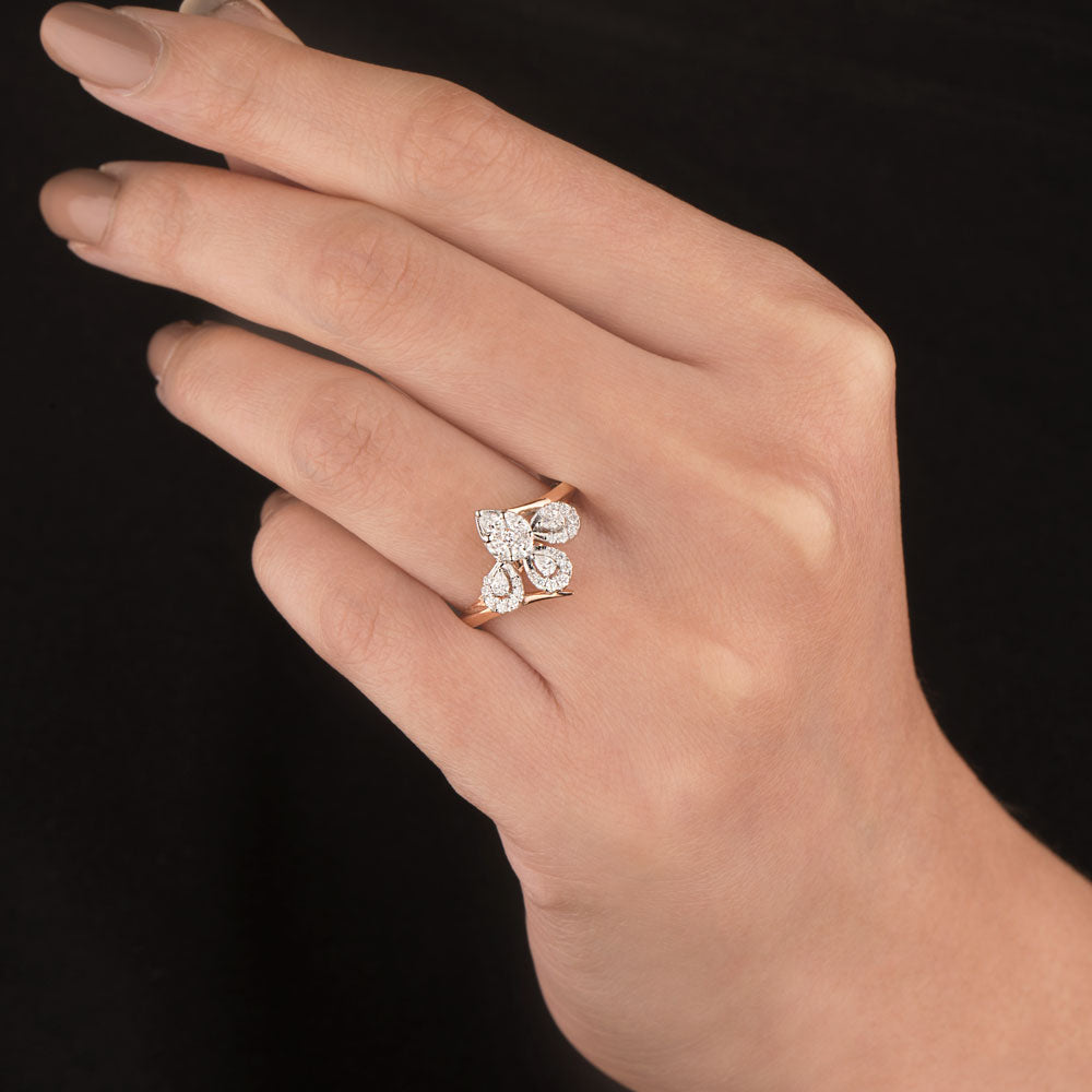 18K Two Tone Gold Diamond Ring - 0.388ct VVS-VS-EF