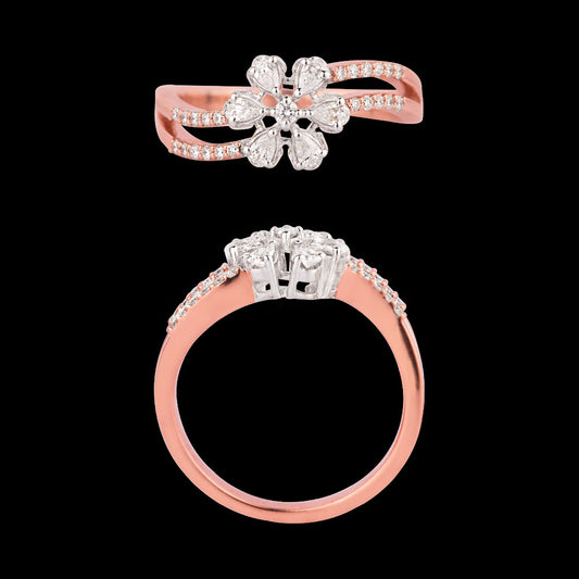 18K Two Tone Gold Diamond Ring - 0.346ct VVS-VS-EF