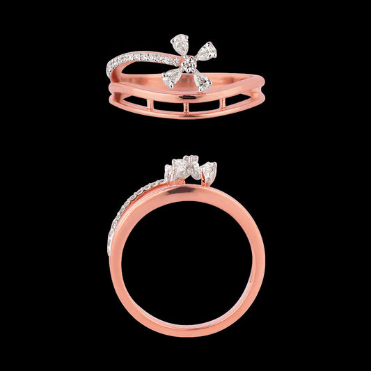 18K Two Tone Gold Diamond Ring - 0.222ct VVS-VS-GH