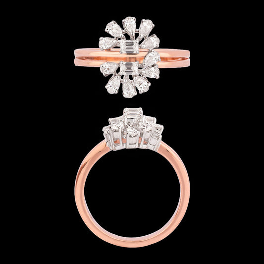18K Two Tone Gold Diamond Ring - 0.621ct VVS-FG