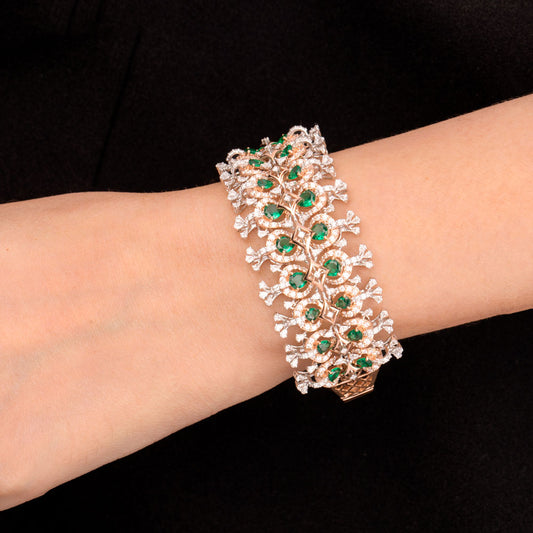 18K Two Tone Gold Diamond Kada - 3.02ct VVS-EF with Colour Stones