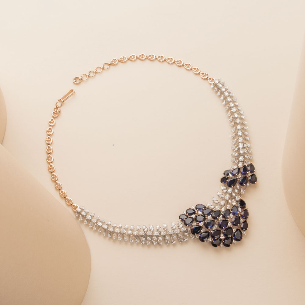 18K Two Tone Gold Diamond Necklace - 10.78ct VVS-EF with Colour Stones
