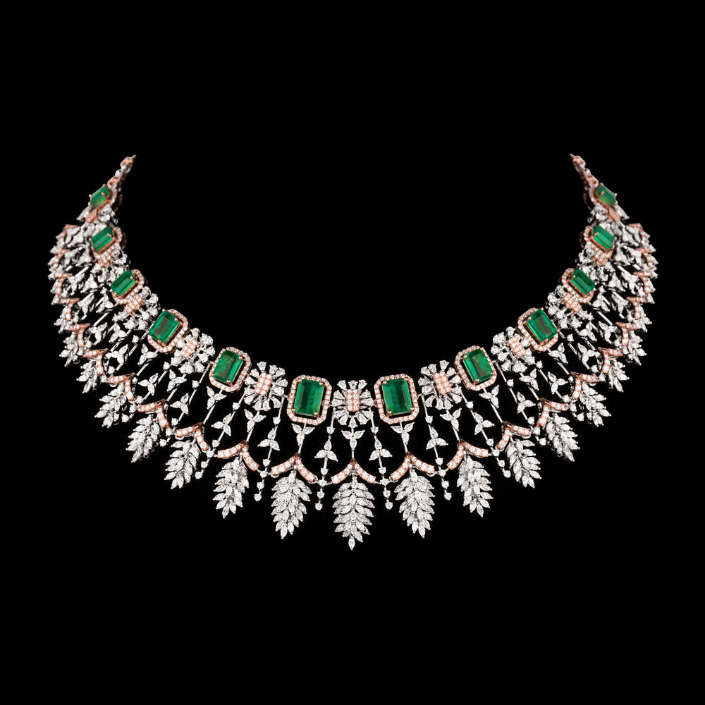 18K Two Tone Gold Diamond Necklace - 15.32ct VVS-EF with Colour Stones