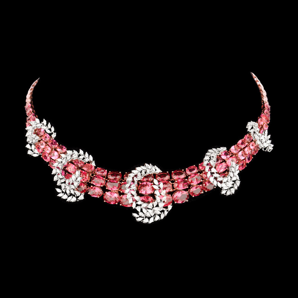 18K Two Tone Gold Diamond Necklace - 4.86ct VVS-EF with Colour Stones