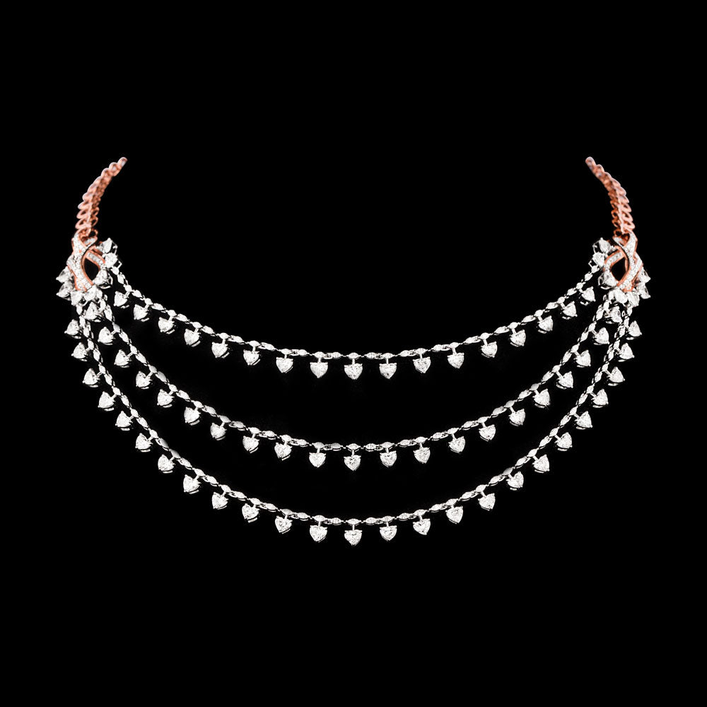 18K Two Tone Gold Diamond Necklace - 18.43ct VVS-EF