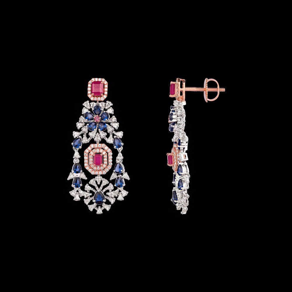 18K Two Tone Gold Diamond Jewellery - 2.84ct VVS-EF with Colour Stones