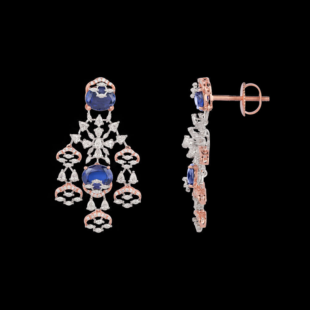 18K Two Tone Gold Diamond Jewellery - 4.23ct VVS-EF with Colour Stones
