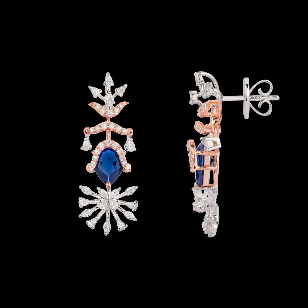 18K Two Tone Gold Diamond Jewellery - 0.95ct VVS-EF with Colour Stones