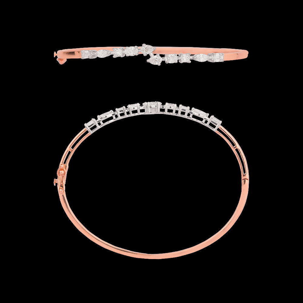 18K Two Tone Gold Diamond Kada - 1.18ct VS-SI-EF