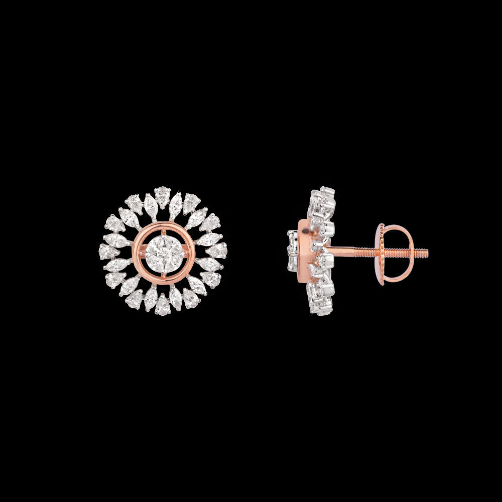 18K Two Tone Gold Diamond Earrings - 2.245ct VVS-VS-EF