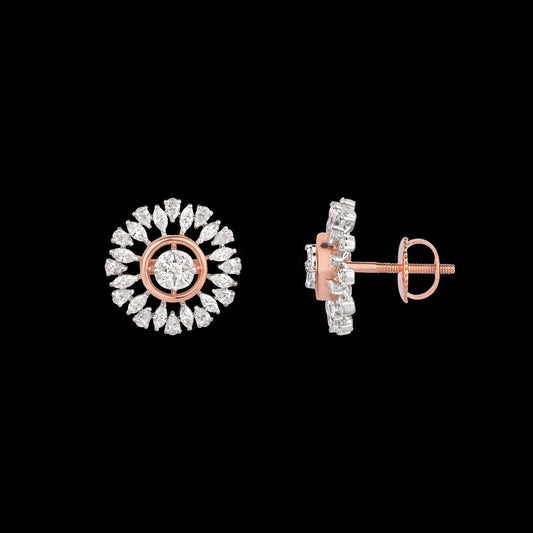 18K Two Tone Gold Diamond Earrings - 2.245ct VVS-VS-EF