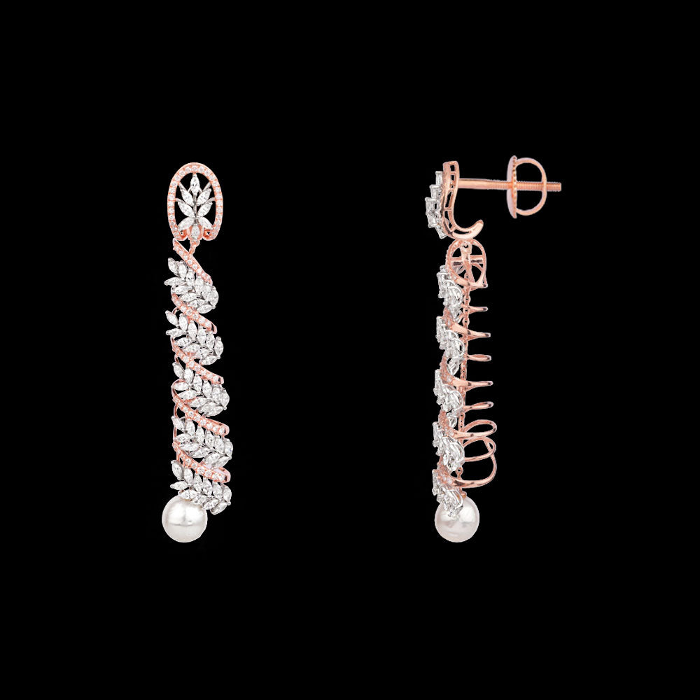18K Two Tone Gold Diamond Earrings - 6.414ct VVS-EF with Colour Stones