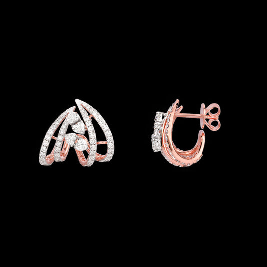 18K Two Tone Gold Diamond Earrings - 2.932ct VVS-VS-EF