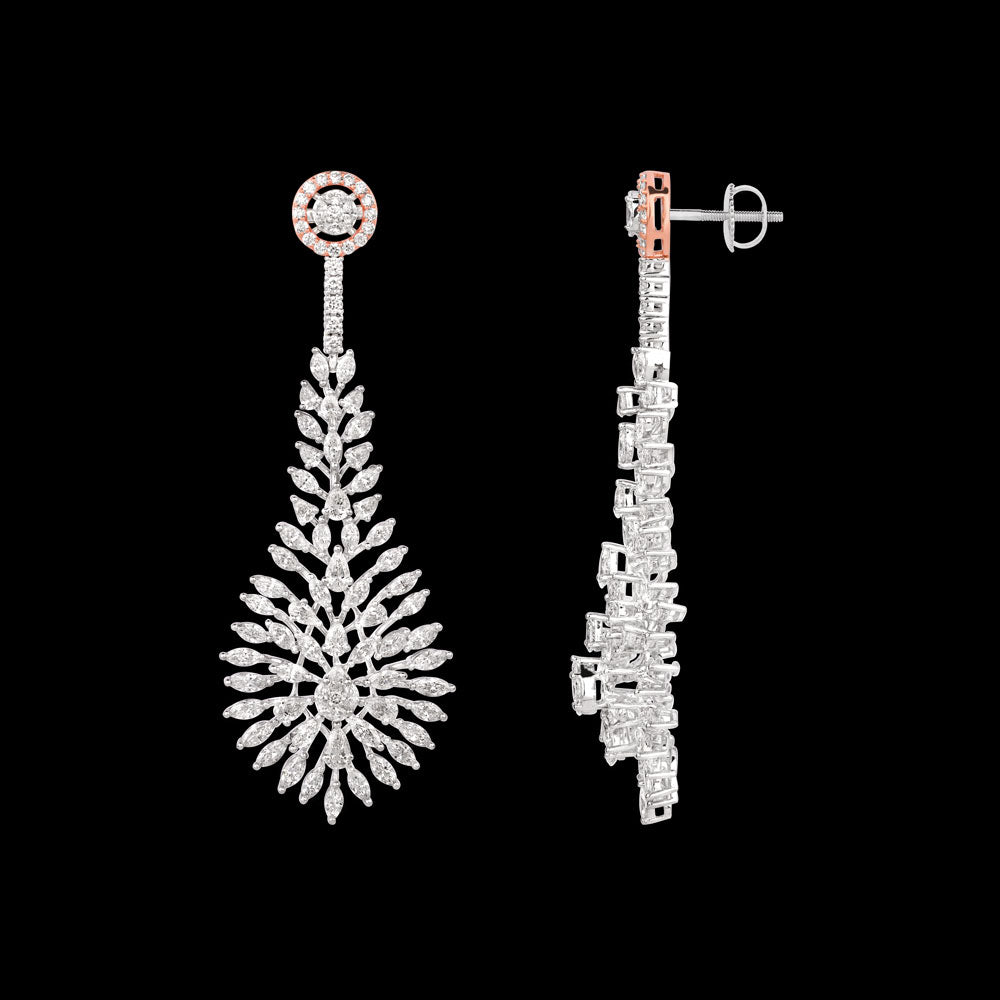 18K Two Tone Gold Diamond Earrings - 6.678ct VVS-EF