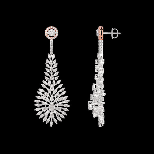 18K Two Tone Gold Diamond Earrings - 6.678ct VVS-EF
