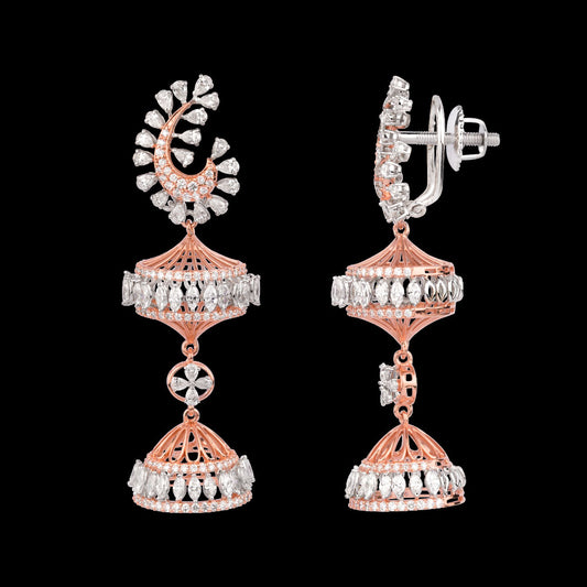 18K Two Tone Gold Diamond Earrings - 6.643ct VVS-EF