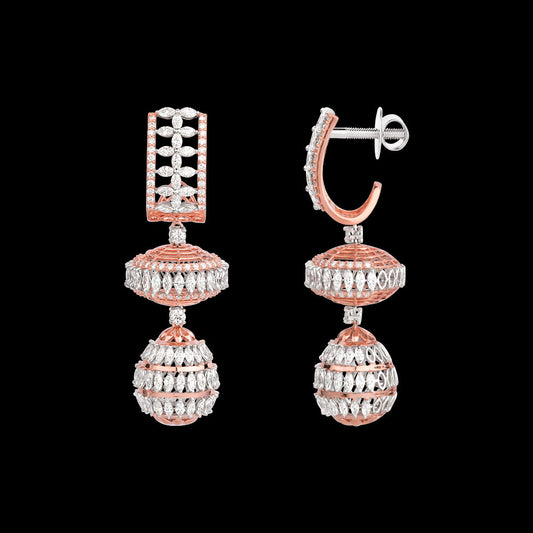 18K Two Tone Gold Diamond Earrings - 7.18ct VVS-EF