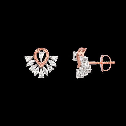 18K Two Tone Gold Diamond Earrings - 0.69ct VVS-VS-EF
