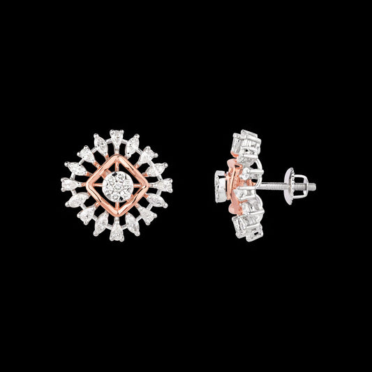18K Two Tone Gold Diamond Earrings - 1.46ct VVS-VS-EF
