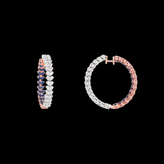 18K Two Tone Gold Diamond Earrings - 2.09ct VVS-VS-EF with Colour Stones