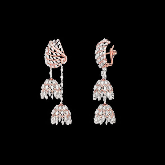 18K Two Tone Gold Diamond Earrings - 7.92ct VVS-EF