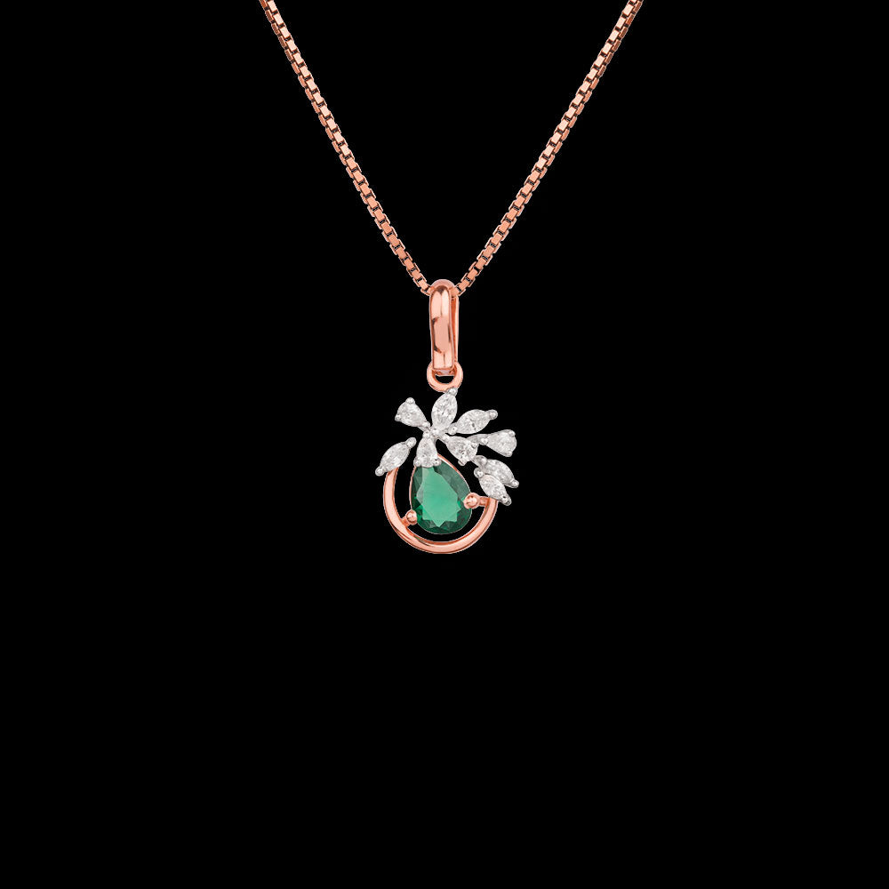 18K Two Tone Gold Diamond Pendant - 0.325ct VVS-EF with Colour Stones