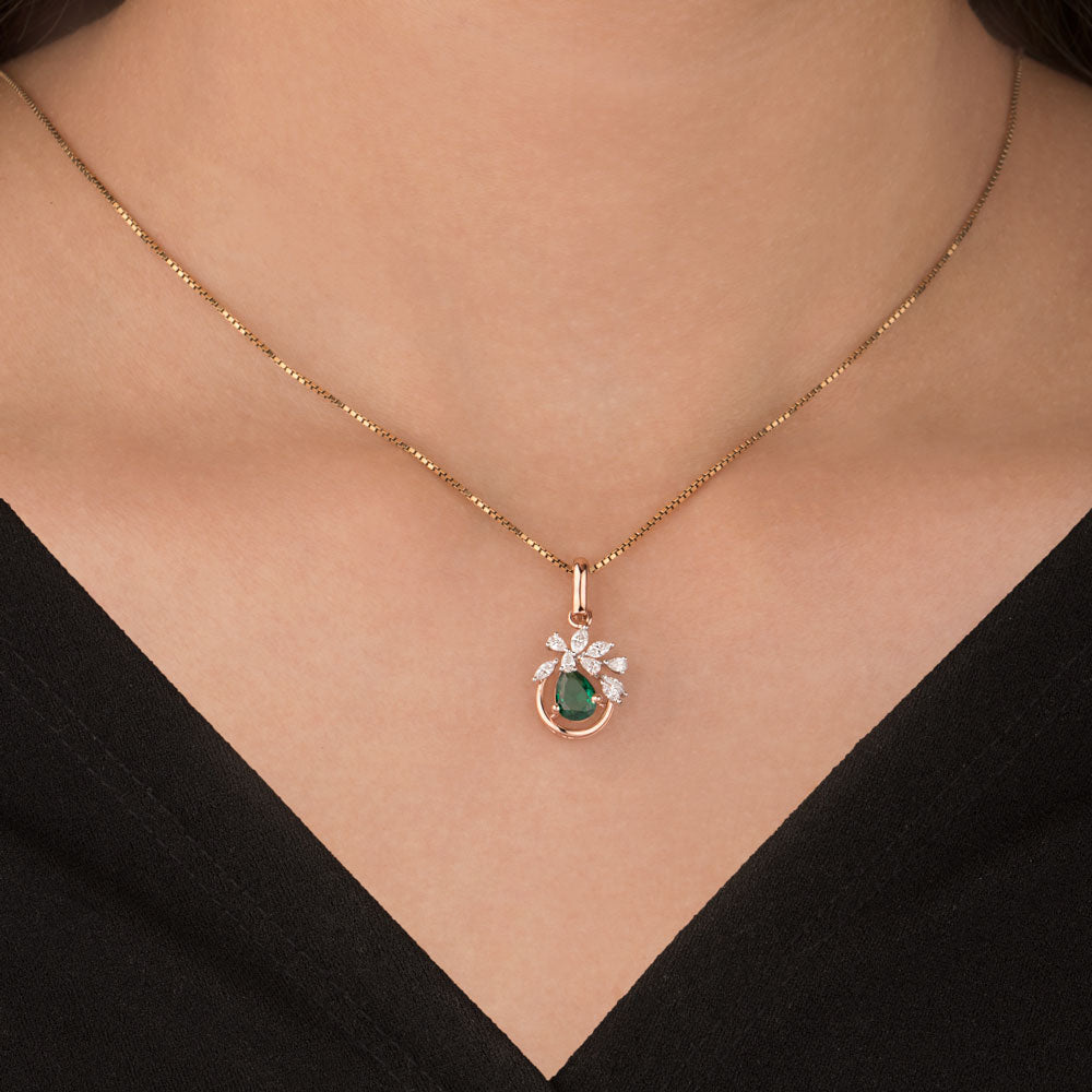 18K Two Tone Gold Diamond Pendant - 0.325ct VVS-EF with Colour Stones