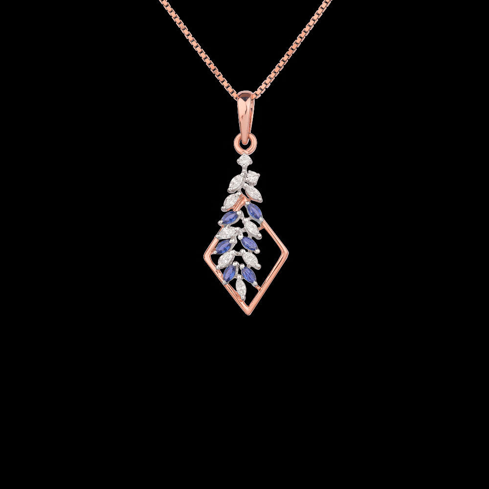 18K Two Tone Gold Diamond Pendant - 0.275ct VVS-EF with Colour Stones