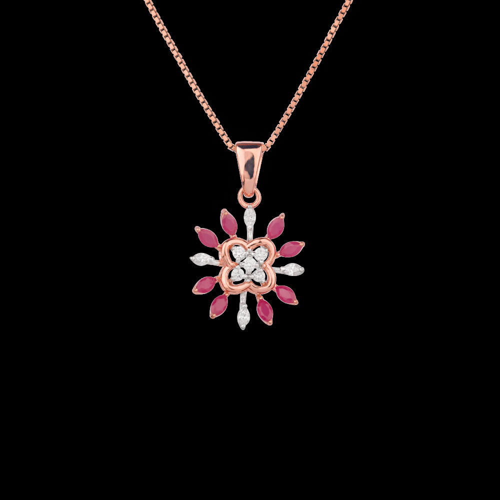 18K Two Tone Gold Diamond Pendant - 0.21ct VVS-EF with Colour Stones