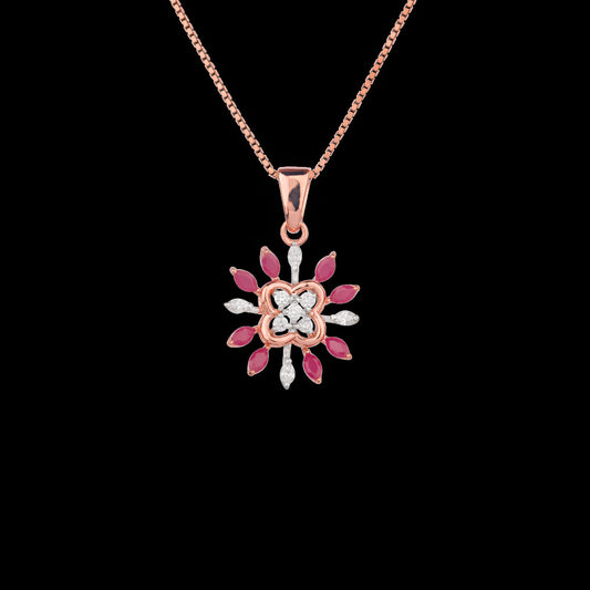 18K Two Tone Gold Diamond Pendant - 0.21ct VVS-EF with Colour Stones