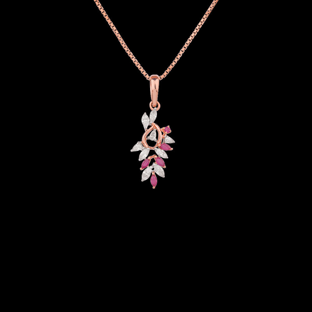 18K Two Tone Gold Diamond Pendant - 0.32ct VVS-EF with Colour Stones