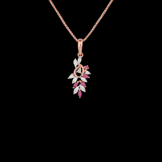 18K Two Tone Gold Diamond Pendant - 0.32ct VVS-EF with Colour Stones