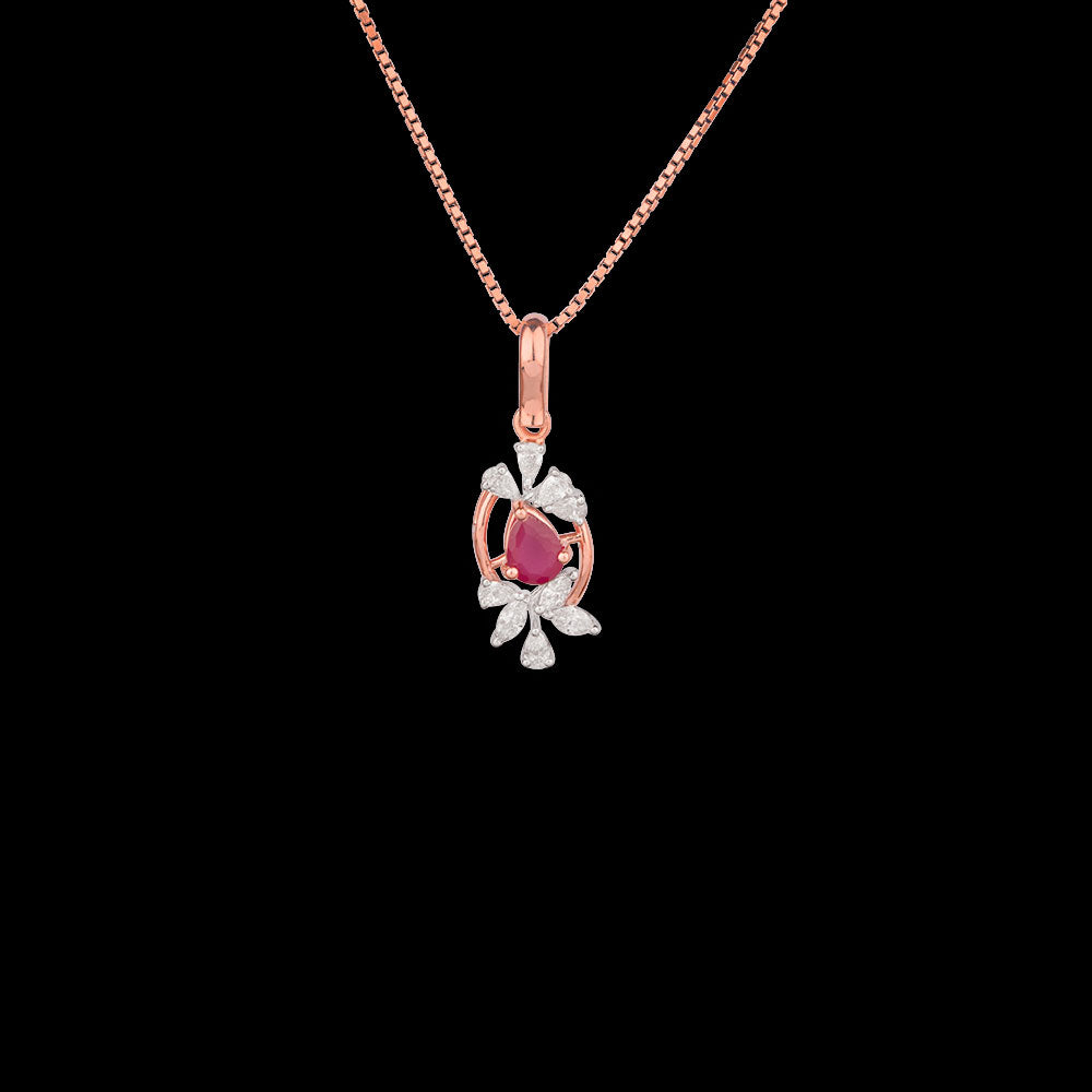 18K Two Tone Gold Diamond Pendant - 0.31ct VVS-EF with Colour Stones