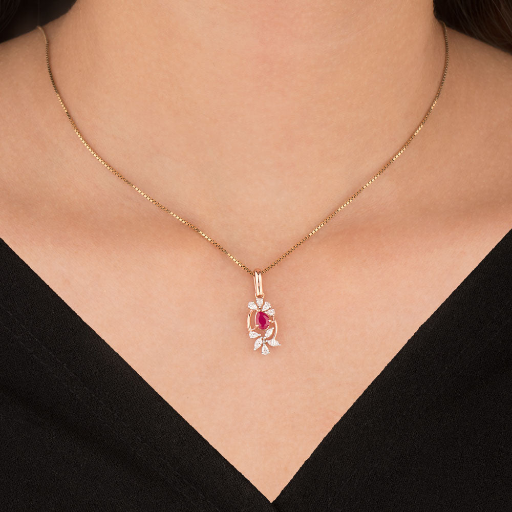 18K Two Tone Gold Diamond Pendant - 0.31ct VVS-EF with Colour Stones