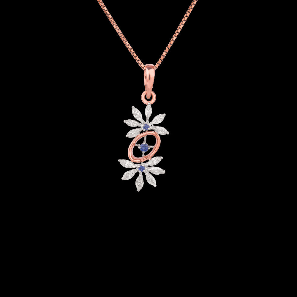 18K Two Tone Gold Diamond Pendant - 0.5ct VVS-EF with Colour Stones