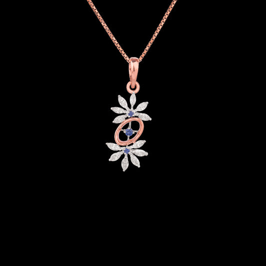 18K Two Tone Gold Diamond Pendant - 0.5ct VVS-EF with Colour Stones