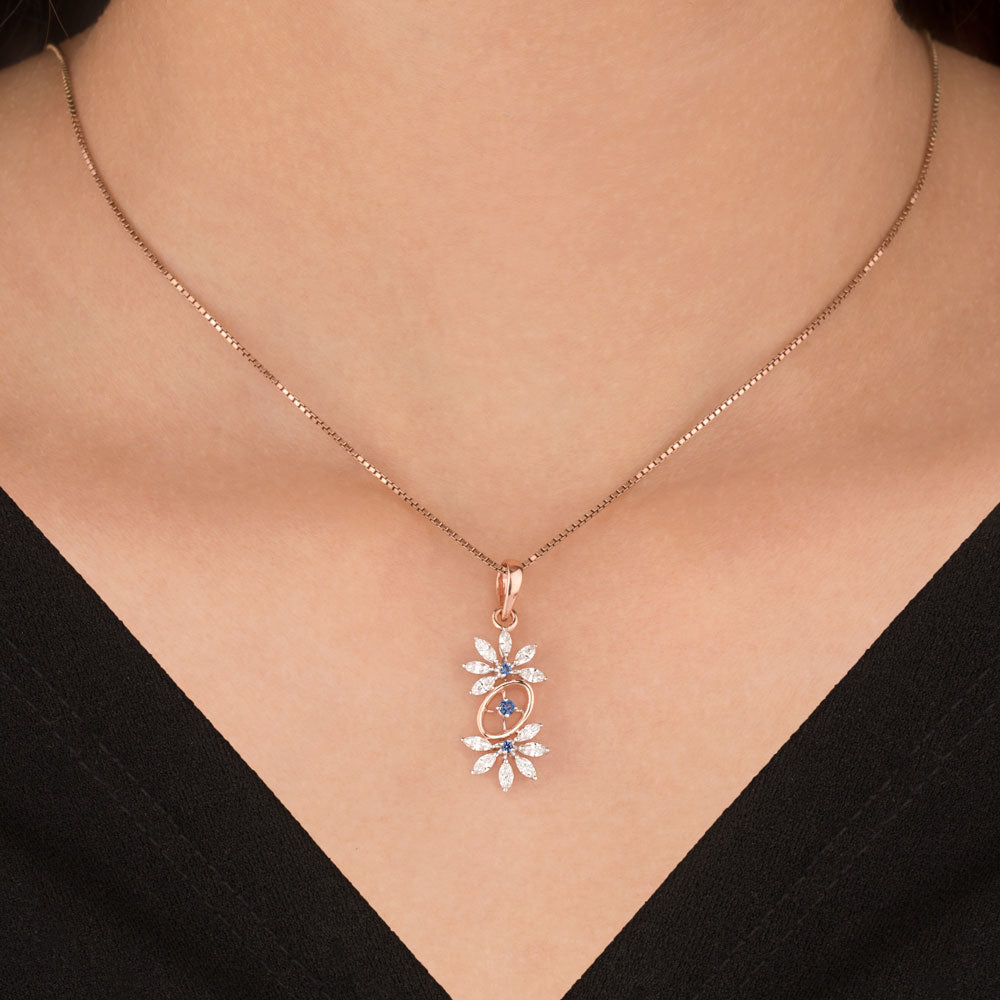 18K Two Tone Gold Diamond Pendant - 0.5ct VVS-EF with Colour Stones